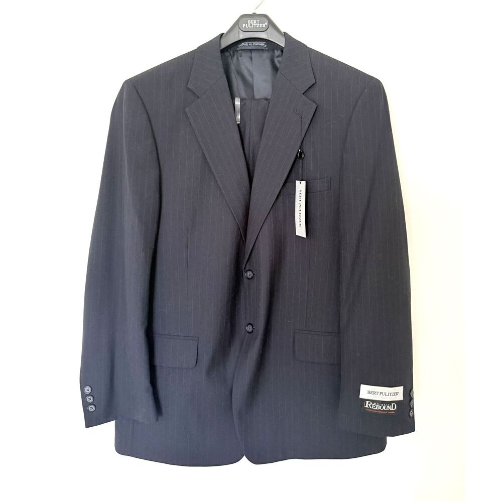 NWT Bert Pulitzer Navy Suit Two Piece Classic Fit Timeless Formalwear 44R/38W